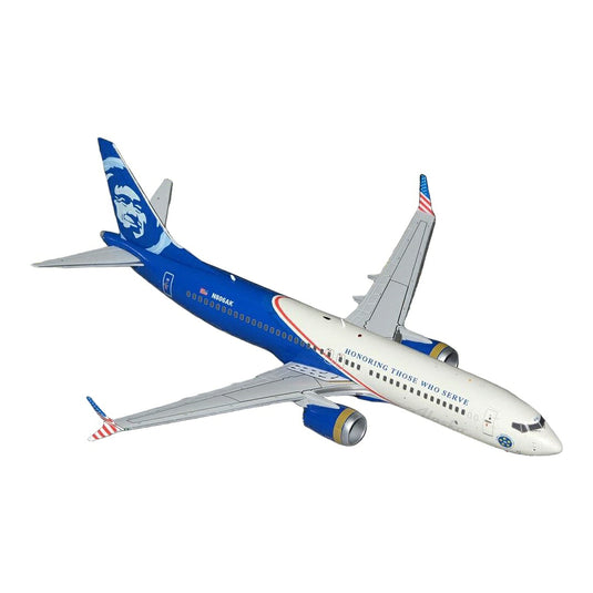 アラスカ航空 Alaska Airlines ボーイング 737-MAX8 N806AK HONORING THOSE WHO SERVE 特別塗装 / GeminiJets 1/200 飛行機模型 旅客機