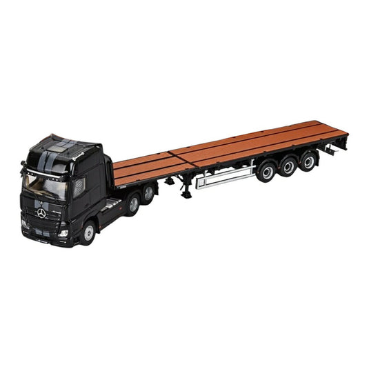 Mercedes Benzメルセデスベンツ Actros 2651 6x2 GigaSpace トラック ＆ フラットベッドトレーラー 2016 ブラック / GCD 1/64 ミニカー トラック模型