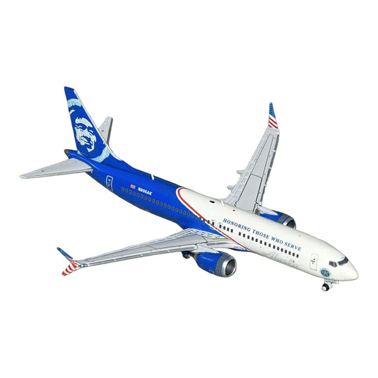 アラスカ航空 Alaska Airlines ボーイング 737-MAX8 N806AK 「Honoring Those Who Serve」特別塗装 / GeminiJets 1/400 飛行機模型 旅客機