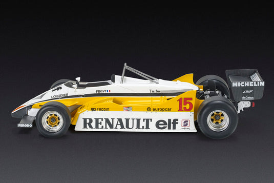 【予約】RENAULT F1 RE30B V6 ターボ チーム RENAULT ELF N 15 シーズン 1982 アラン・プロスト ショーケース付き ホワイト イエロー ブラック/ GP Replicas 1/18 ミニカー