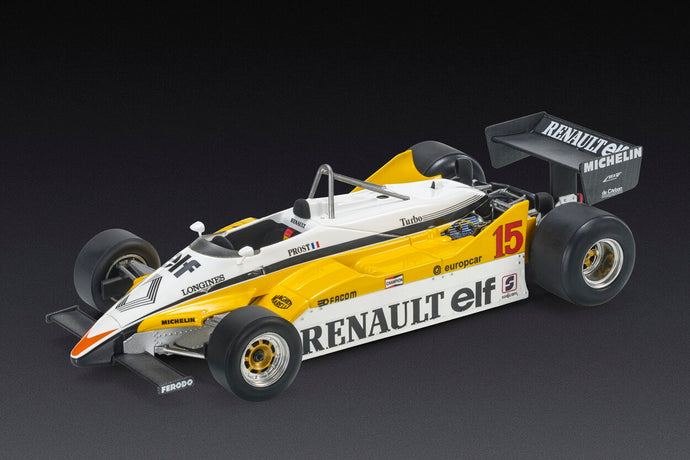 【予約】RENAULT F1 RE30B V6 ターボ チーム RENAULT ELF N 15 シーズン 1982 アラン・プロスト ショーケース付き ホワイト イエロー ブラック/ GP Replicas 1/18 ミニカー