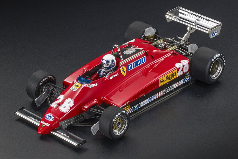 ギャラリービューアに画像をロードする, FERRARI F1 126C2 late version 28号車 1982年 オランダ ZANDVOORT GP 優勝 D.PIRONI ドライバーフィギュア付 レッド/ GP Replicas 1/18 ミニカー
