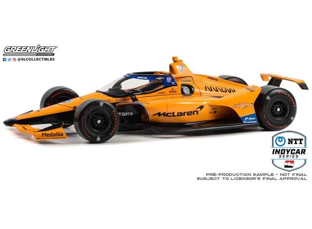 2023 #7 アレクサンダー・ロッシ Arrow McLaren マクラーレン (Arrow McLaren 60周年記念 トリプルクラウン アコレード インディアナポリス500カラー) NTT インディカー オレンジ/Greenlight 1/18ミニカー