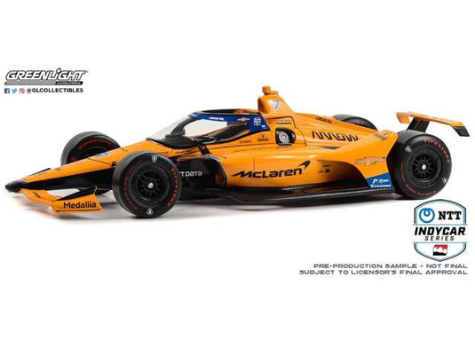 2023 #7 アレクサンダー・ロッシ Arrow McLaren マクラーレン (Arrow McLaren 60周年記念 トリプルクラウン アコレード インディアナポリス500カラー) NTT インディカー オレンジ/Greenlight 1/18ミニカー