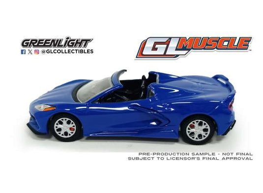 2021 コルベット スティングレイ コンバーチブル GLマッスル 30 ブルー / Greenlight 1/64 ミニカー