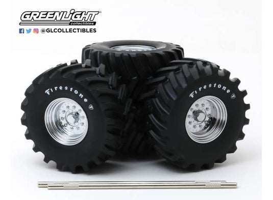 48インチ モンスタードラック ファイヤストン ホイール&タイヤセット カスタムパーツ / Greenlight 1/18 ミニカー