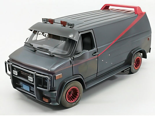 GMC - バンデューラ カーゴ Gシリーズ バン ウェザード バージョン 1983 - 特攻野郎Aチーム - ブラック レッド/ GREENLIGHT 1/18 ミニカー