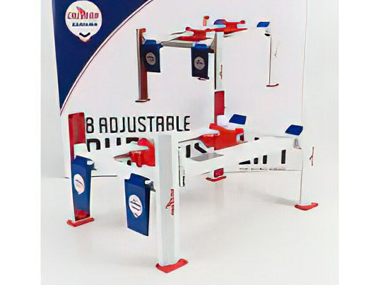 アクセサリー CHEVRON GARAGE SET OFFICINA PONTE SOLLEVATORE AUTO FOUR POST LIFT WHITE RED BLUE/Greenlight 1/18ミニカー