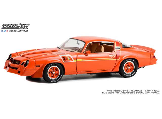 1980 Chevrolet Camaro Z/28 Hugger General Motors Special Vehicle Development、ハガーレッド/オレンジ/ Greenlight 1/18 ミニカー