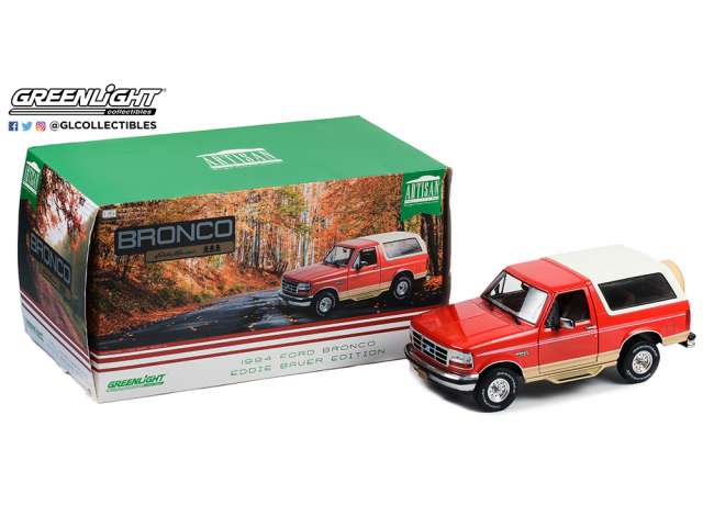 1994 Ford Bronco Eddie Bauer Edition、エレクトリックレッドメタリック＆ツーソンブロンズ/ Greenlight 1/18 ミニカー