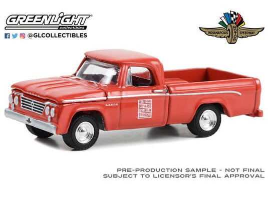1963 ダッジ D-100 インディ500 オフィシャルトラック レッド 働く車 / Greenlight 1/64 ミニカー