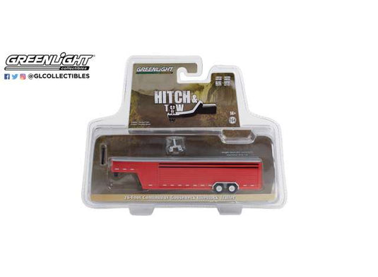 26フィート グースネック 家畜運搬トレーラー レッド 牽引 アクセサリー / Greenlight 1/64 農機