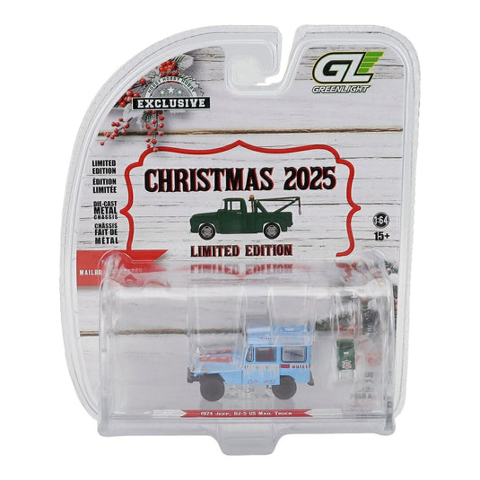 Jeepジープ 1974 DJ-5 USメールトラック ライトブルー メールボックスアクセサリー付 クリスマス限定 / Greenlight 1/64 ミニカー トラック模型