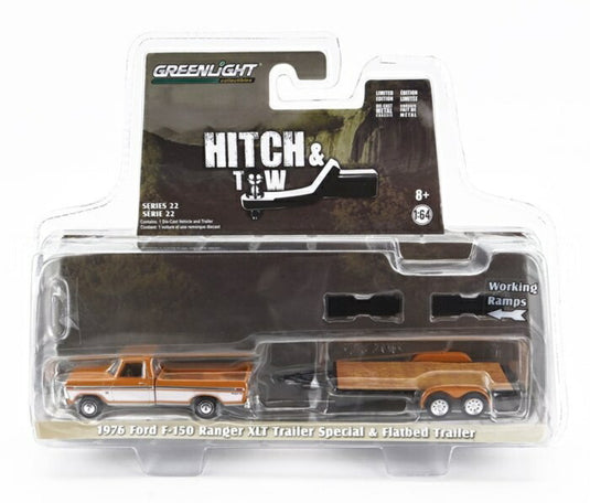 FORD USA F 150 ピックアップ レンジャー XLT トレーラー付 1976 イエロー ホワイト / Greenlight 1/64 ミニカー