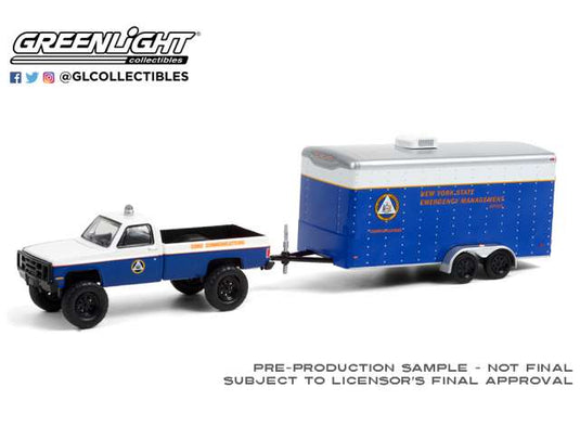 1987 シボレー M1008 通信トレーラー付 NY州緊急事態管理室 働く車 / Greenlight 1/64 ミニカー
