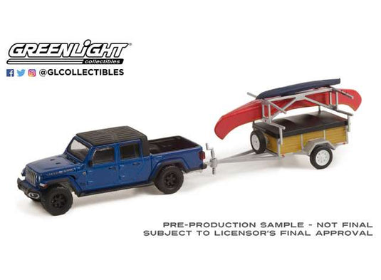 2021 ジープ グラディエーター カヌートレーラー付 Hitch & Tow 24 / Greenlight 1/64 ミニカー