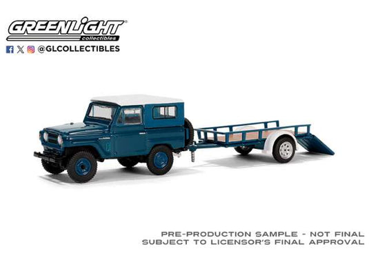 1961 ニッサン パトロール ハードトップ トレーラー付 ブルー サファリ / Greenlight 1/64 ミニカー