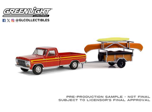1978 フォード F-150 カヌートレーラー付 マルーン Hitch & Tow 31 / Greenlight 1/64 ミニカー