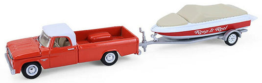 Dodgeダッジ D-100 ボート トレーラー付 1967 ピックアップ レジャー 模型 モデル / Greenlight 1/64 ミニカー 模型
