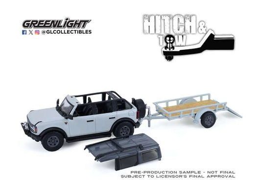 2021 フォード ブロンコ 4ドア バッドランズ トレーラー&バイク付 グレー / Greenlight 1/64 ミニカー