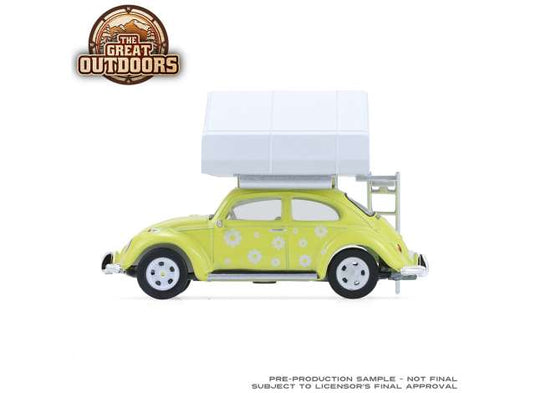 VW ビートル フラワーパワー テント付 イエロー フォルクスワーゲン ミニカー / Greenlight 1/64 ミニカー