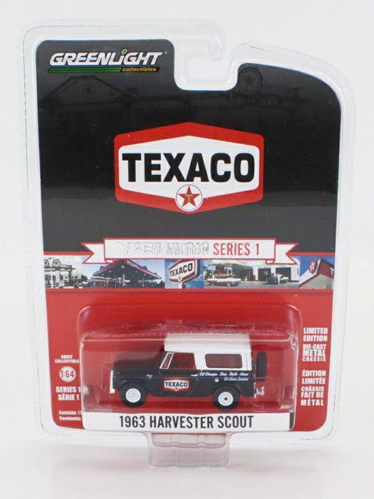 HARVESTER スカウト TEXACO 1963 ブラック ホワイト / Greenlight 1/64 ミニカー