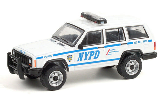 Jeepジープ Cherokeeチェロキー NYPD 1997 ニューヨーク警察 パトカー 働く車 模型 / Greenlight 1/64 ミニカー 模型