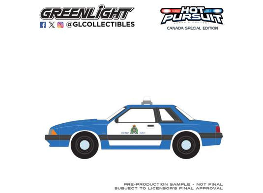 1991 マスタング カナダ王立騎馬警察 RCMP ホットパスート 警察車両 / Greenlight 1/64 ミニカー