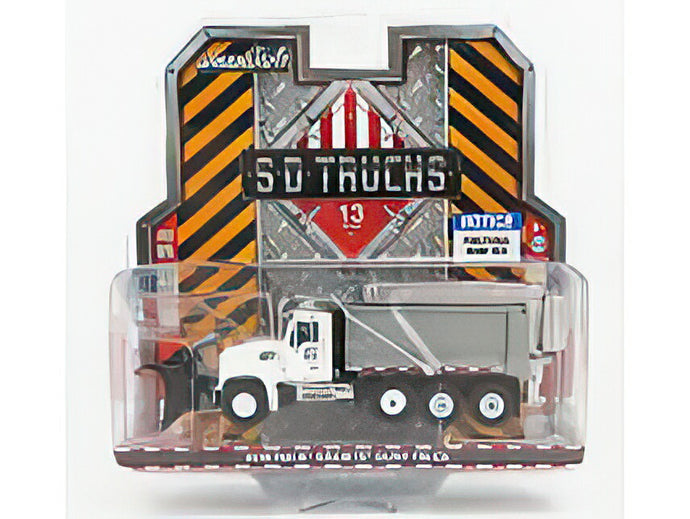 MACK GRANITE DUMP TRUCK CASSONE RIBALTABILE 4 ASSI 2019 SPAZZANEVE SNOWPLOW WHITE SILVER/Greenlight 1/64ミニカー