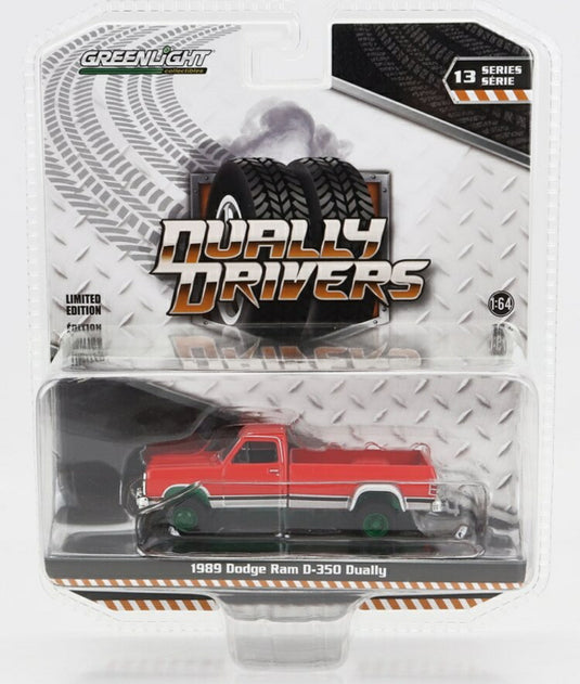 DODGE RAM D 350 ピックアップ 1989 グリーンホイール レッド / Greenlight 1/64 ミニカー