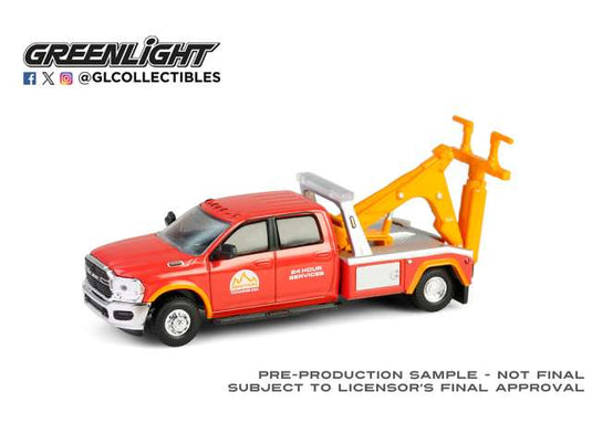 2022 ラム 3500 デュアリー レッカー車 オレンジ Dually Drivers 16 / Greenlight 1/64 ミニカー