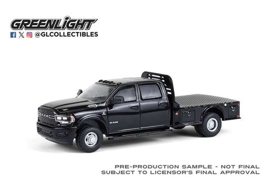 2023 ラム 3500 デュアリー フラットベッド ブラック Dually Drivers 16 / Greenlight 1/64 ミニカー