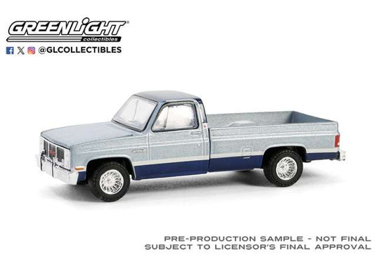 1985 GMC シエラ クラシック K2500 シルバー/ブルー Down on the Farm / Greenlight 1/64 ミニカー