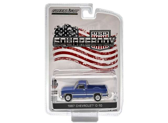 1987 シボレー C-10 スクエアボディ ピックアップ ブルー 1987 C-10 / Greenlight 1/64 ミニカー