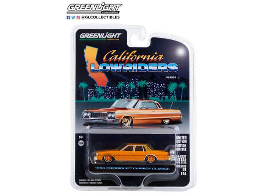 1990 シボレー カプリス ローライダー カリフォルニア キャンディオレンジ / Greenlight 1/64 ミニカー