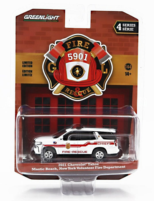 CHEVROLET タホ マスティック・ビーチ 消防車 2021 ホワイト レッド / Greenlight 1/64 ミニカー