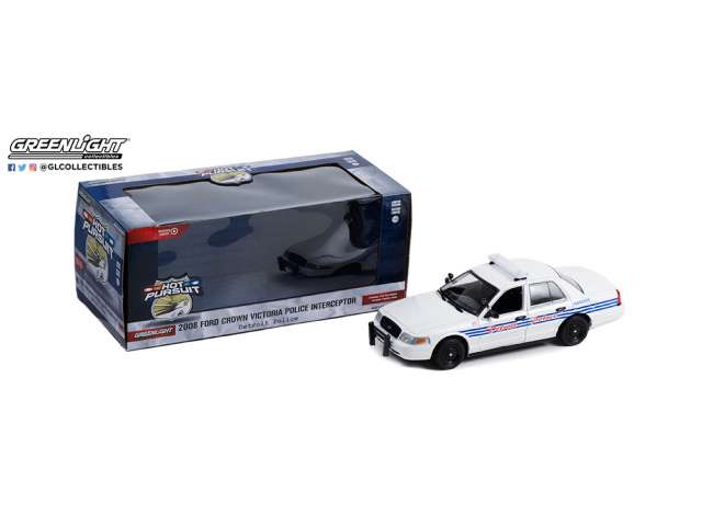 2008 Ford Crown Victoria Police Interceptor デトロイト警察 デトロイト ミシガン Hot Pursuit Series 6、ホワイト/ Greenlight 1/24 ミニカー
