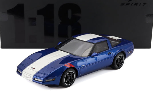 Chevroletシボレー コルベット C4 クーペ 1996 ブルー ホワイト / GT-SPIRIT 1/18 ミニカー