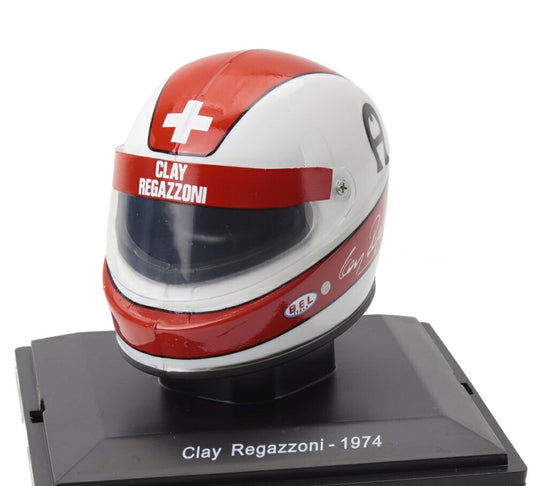 Helmetヘルメット F1 クレイレガツォーニ 312 B3 チーム Ferrariフェラーリ 1974 ホワイト レッド SPARK-EDITION-CASCHI-DEI-PILOTI-FERRARI-COLLECTION / EDICOLA 1/5