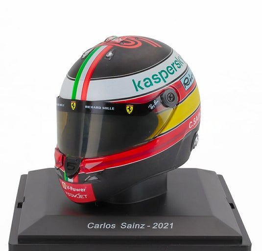Ferrariフェラーリ ヘルメット F1 カルロス サインツ SF21 イタリアGP 2021 ブラック レッド イエロー SPARK-EDITION-CASCHI-DEI-PILOTI-FERRARI-COLLECTION / EDICOLA 1/5