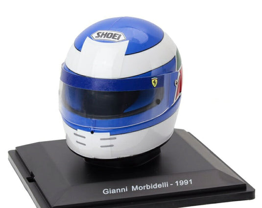 Ferrariフェラーリ ヘルメット F1 ジャンニ モルビデリ 643 1991 ホワイト ブルー グリーン レッド SPARK-EDITION-CASCHI-DEI-PILOTI-FERRARI-COLLECTION / EDICOLA 1/5 ミニ