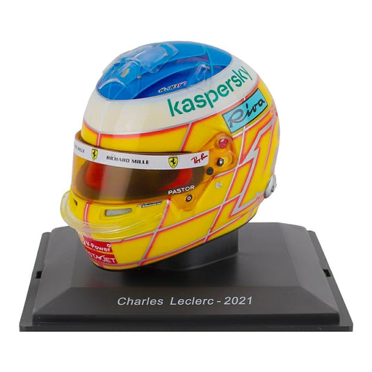 Charles Leclercシャルル・ルクレール ヘルメット Ferrariフェラーリ SF21 フランスGP 2021 イエロー ホワイト ブルー Ferrariパイロットコレク / EDICOLA 1/5 ミニカー