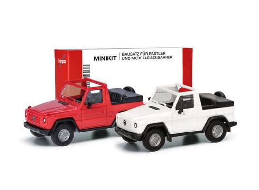 1989 プフ Gシリーズ オープン 2台セット ホワイト/レッド ミニキット / Herpa 1/87 ミニカー