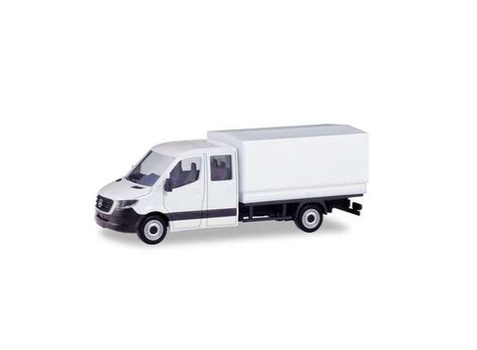 メルセデスベンツ スプリンター ダブルキャブ 幌付 ミニキット ホワイト / Herpa 1/87 ミニカー