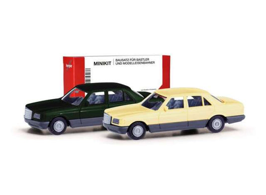 メルセデスベンツ Sクラス W126 2台セット グリーン/ベージュ ミニキット / Herpa 1/87 ミニカー