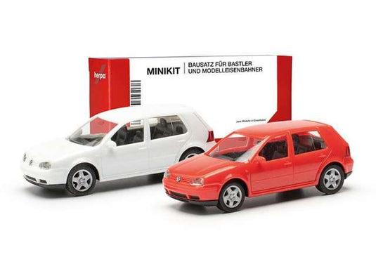 フォルクスワーゲン ゴルフ IV 2台セット ホワイト/レッド ミニキット ヘルパ / Herpa 1/87 ミニカー