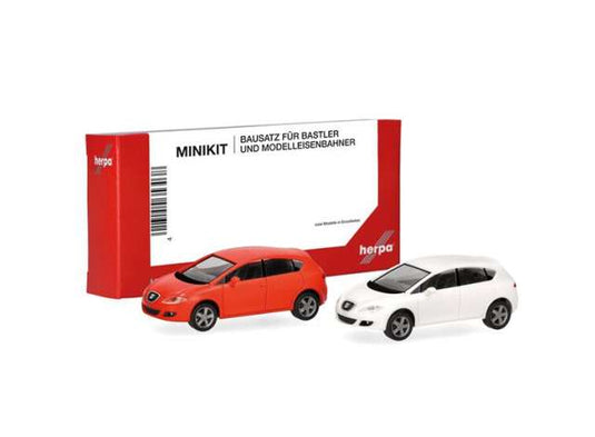 セアト レオン オレンジ/ホワイト 2台セット ミニキット ヘルパ 1/87 / Herpa 1/87 ミニカー