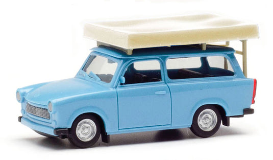 Trabantトラバント 601 輸送用テント付 パステルブルー 旧車 模型 ダイキャスト モデル / Herpa 1/87 ミニカー 模型