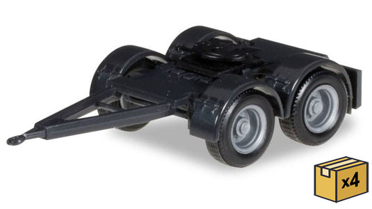 2軸 ドーリー ブラック 4個セット トレーラー 連結パーツ ジオラマ 模型 アクセサリー / Herpa 1/87 ミニカー 模型