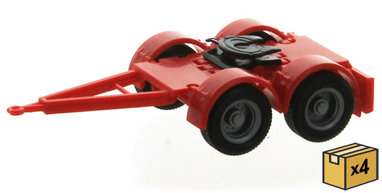 2軸 ドーリー レッド 4個セット トレーラー 連結パーツ ジオラマ 模型 アクセサリー / Herpa 1/87 ミニカー 模型